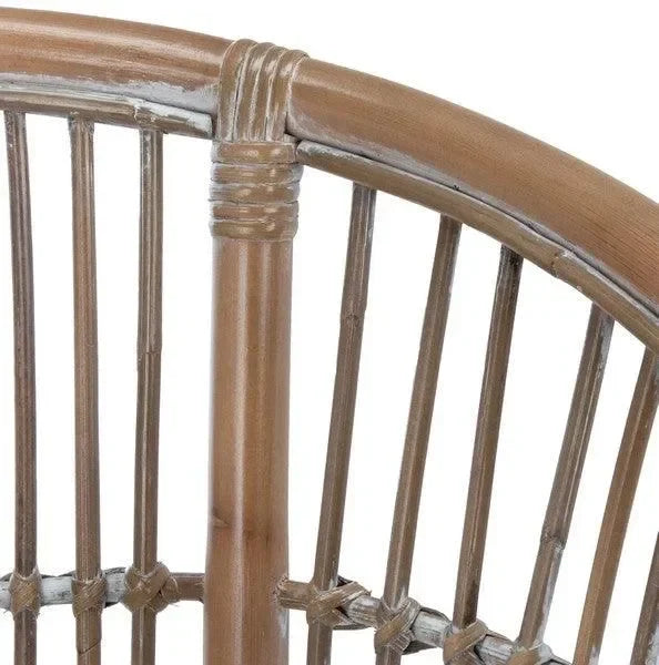 Olivia Rattan Barrel Accent Chair in Gray White Wash with Cushion - The Mayfair Hall