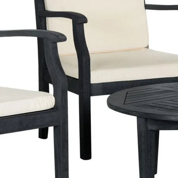 Anaheim Acacia Wood Patio Set in Dark Slate Gray and Beige (Set of 5) - The Mayfair Hall