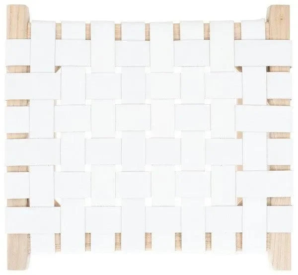 Abreu Woven Leather Counter Stool in White and Light Natural - The Mayfair Hall