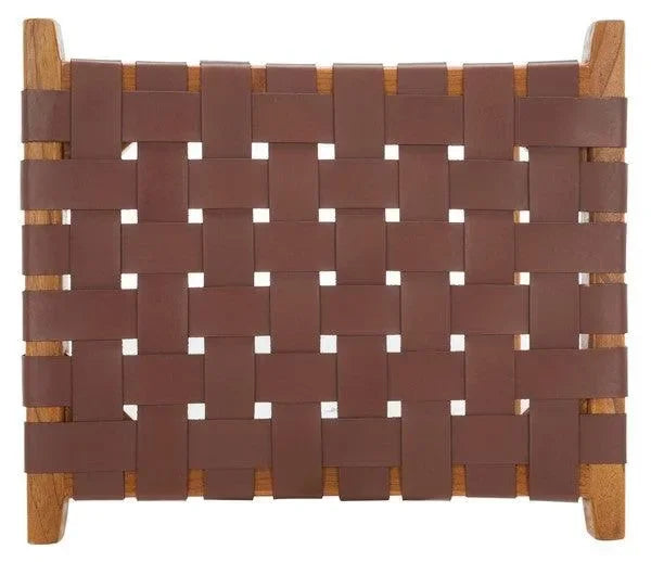 Abreu Woven Leather Counter Stool in Cognac and Natural - The Mayfair Hall