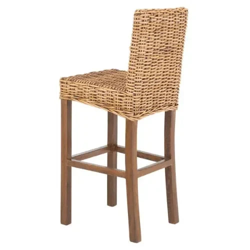 Tobie Rattan Bar Stool in Honey Brown Wash - The Mayfair Hall