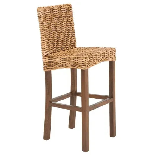 Tobie Rattan Bar Stool in Honey Brown Wash - The Mayfair Hall