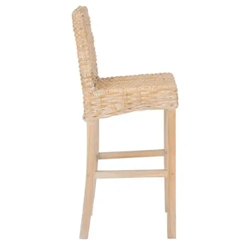 Tobie Rattan Bar Stool in Natural White Wash - The Mayfair Hall