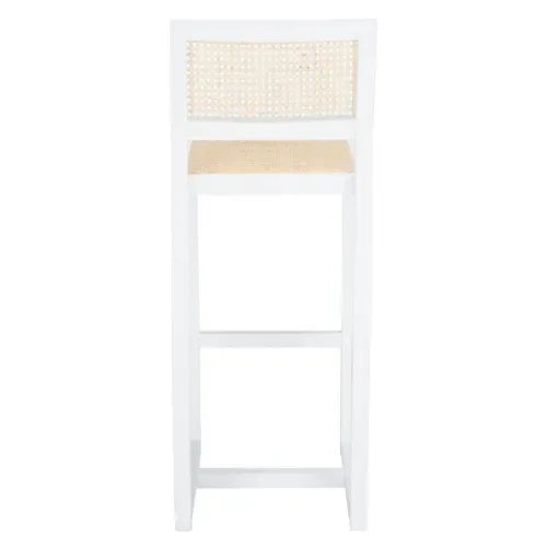 Seika Beech Wood Bar Stool in White and Natural - The Mayfair Hall
