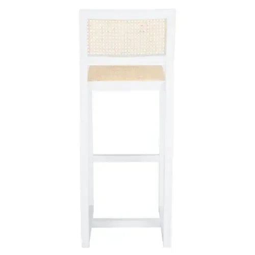 Seika Beech Wood Bar Stool in White and Natural - The Mayfair Hall