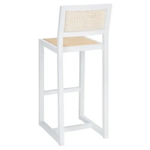 Seika Beech Wood Bar Stool in White and Natural - The Mayfair Hall