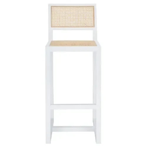 Seika Beech Wood Bar Stool in White and Natural - The Mayfair Hall