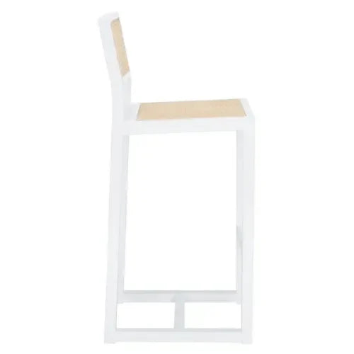 Seika Beech Wood Bar Stool in White and Natural - The Mayfair Hall