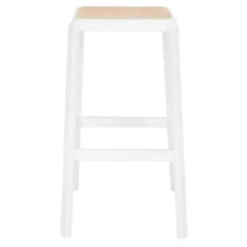 Silus Cane White Backless Bar Stool - The Mayfair Hall