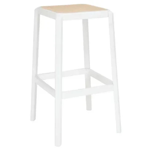 Silus Cane White Backless Bar Stool - The Mayfair Hall