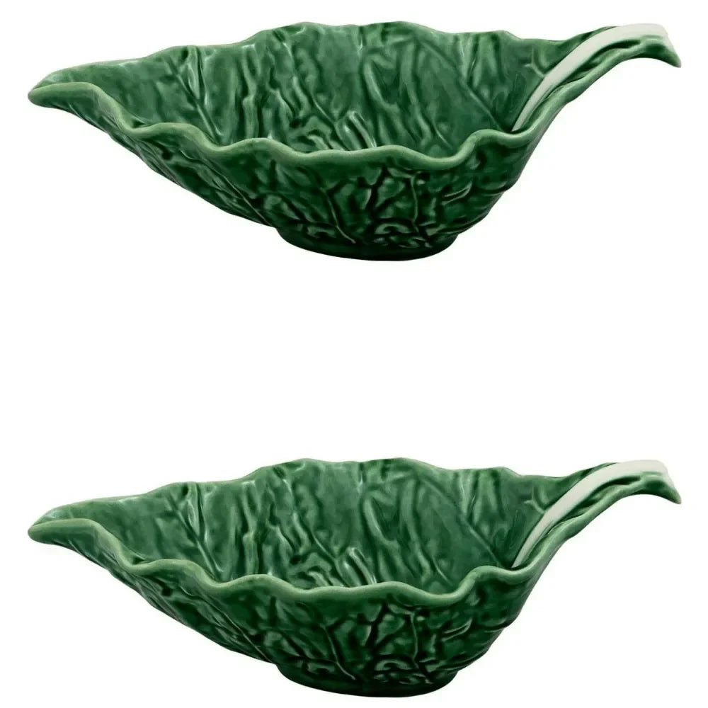 Cabbage Earthenware Sauceboat in Green (Set of 2) - The Mayfair Hall