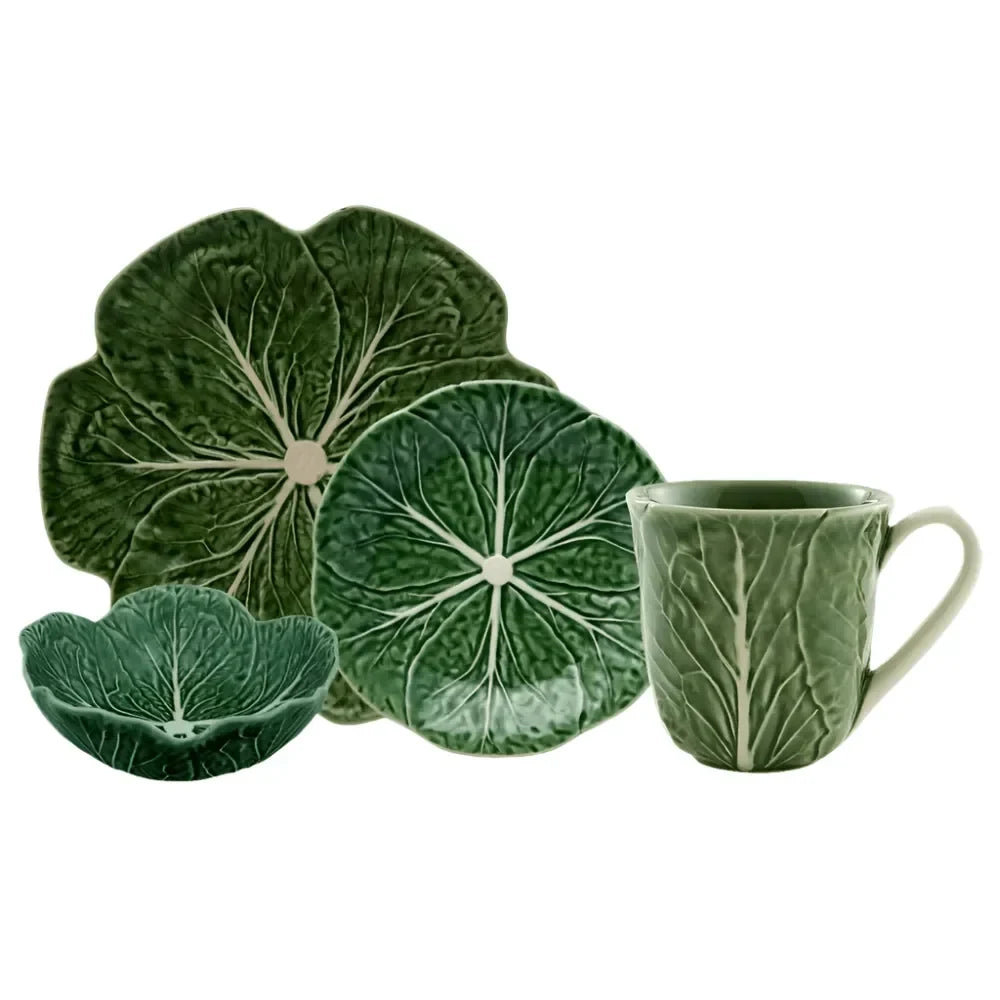 Cabbage Earthenware Dinnerware Set in Green (16 pieces) - The Mayfair Hall