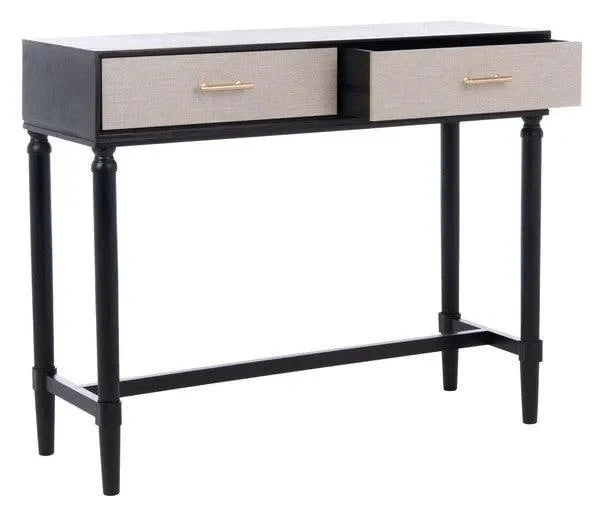 Estella Console Table in Black with 2 Drawers - The Mayfair Hall