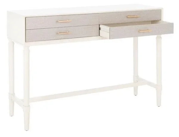 Estella Console Table in White with 4 Drawers - The Mayfair Hall
