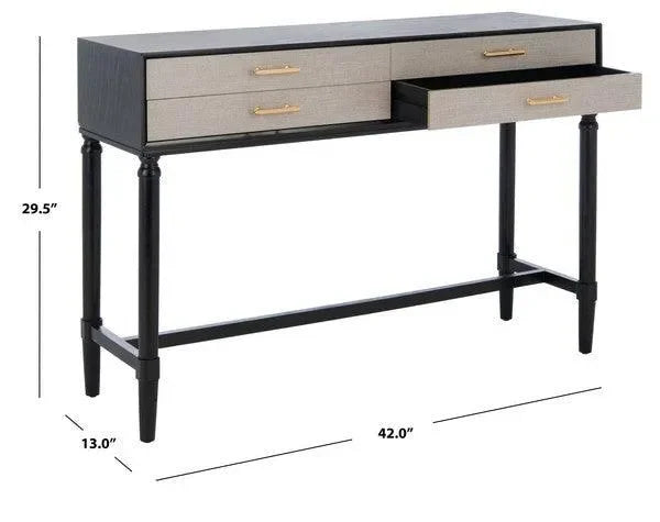 Estella Console Table in Black with 4 Drawers - The Mayfair Hall