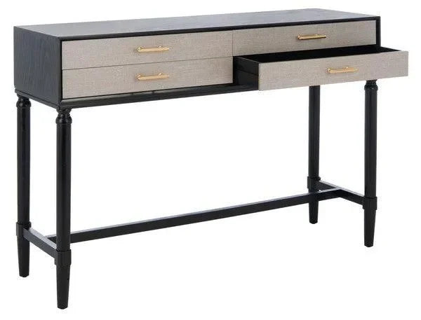 Estella Console Table in Black with 4 Drawers - The Mayfair Hall