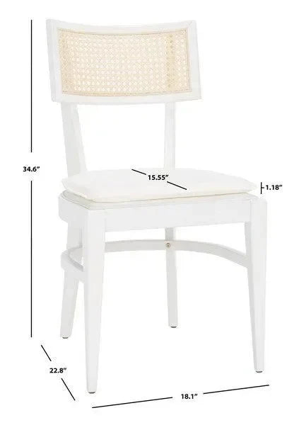 Galway Rubberwood Dining Chair in White with Cushion - The Mayfair Hall