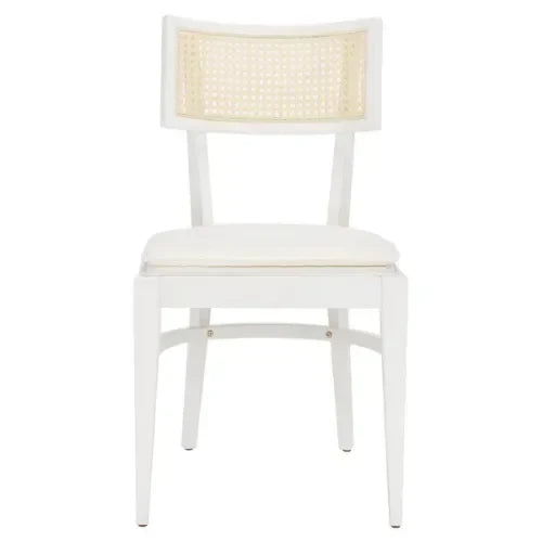 Galway Rubberwood Dining Chair in White with Cushion - The Mayfair Hall