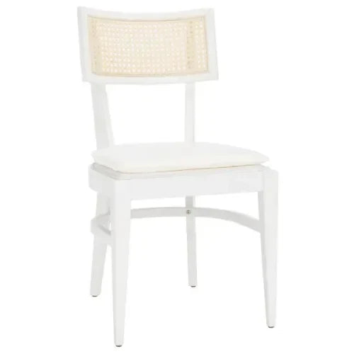 Galway Rubberwood Dining Chair in White with Cushion - The Mayfair Hall