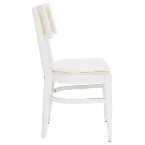 Galway Rubberwood Dining Chair in White with Cushion - The Mayfair Hall