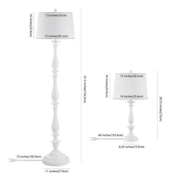 Bessie Plastic Floor and Table Lamp Set in White - The Mayfair Hall