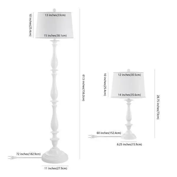 Bessie Plastic Floor and Table Lamp Set in White - The Mayfair Hall