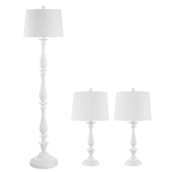 Bessie Plastic Floor and Table Lamp Set in White - The Mayfair Hall