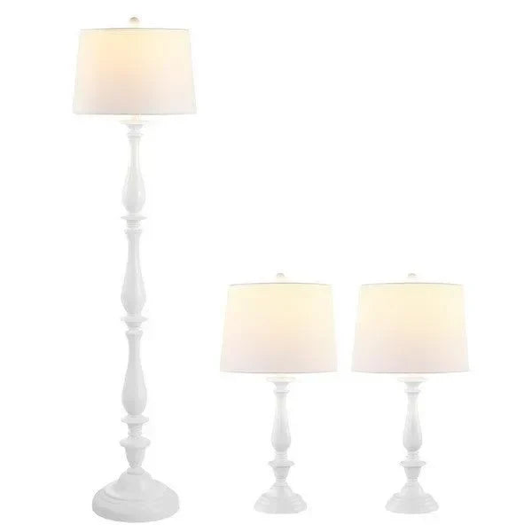 Bessie Plastic Floor and Table Lamp Set in White - The Mayfair Hall