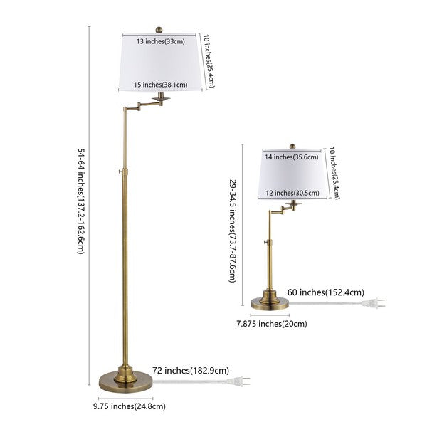Nadia Brass Swing Arm Floor and Table Lamps (Set of 3) - The Mayfair Hall