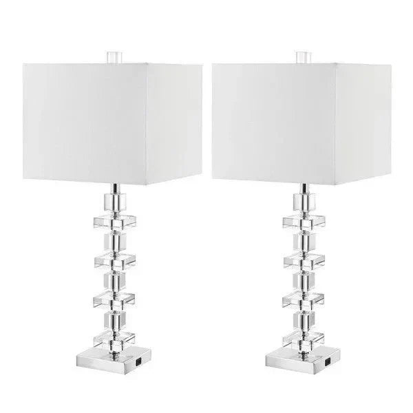 Deco Crystal Table Lamp in Chrome (Set of 2) - The Mayfair Hall