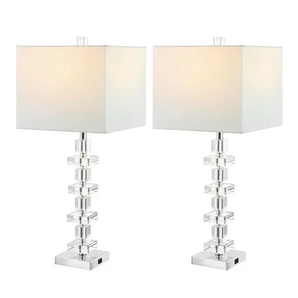 Deco Crystal Table Lamp in Chrome (Set of 2) - The Mayfair Hall