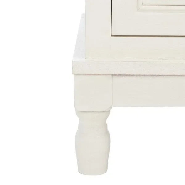 Tate Pine Wood Media Stand in Distressed White - The Mayfair Hall
