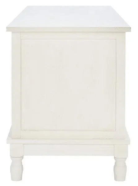 Tate Pine Wood Media Stand in Distressed White - The Mayfair Hall