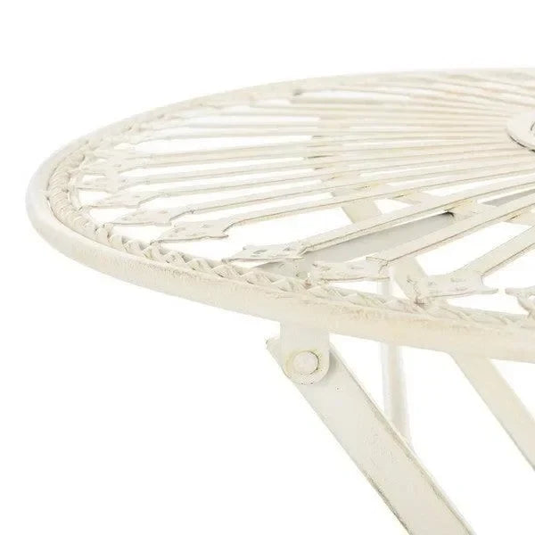 Belen Iron Bistro Set in Pearl White (3 Piece) - The Mayfair Hall