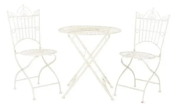 Belen Iron Bistro Set in Pearl White (3 Piece) - The Mayfair Hall