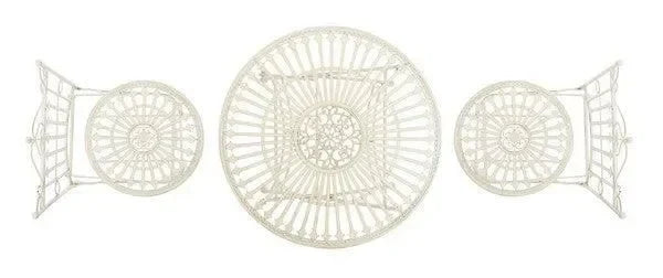 Belen Iron Bistro Set in Pearl White (3 Piece) - The Mayfair Hall