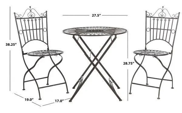 Belen Iron Bistro Set in Black Rust (3 Piece) - The Mayfair Hall