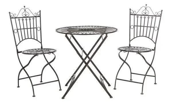Belen Iron Bistro Set in Black Rust (3 Piece) - The Mayfair Hall