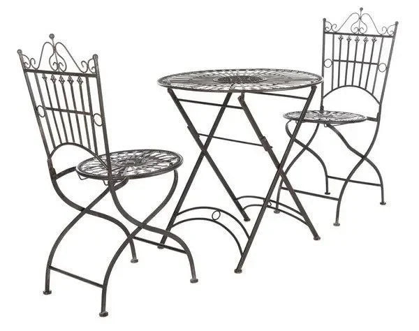 Belen Iron Bistro Set in Black Rust (3 Piece) - The Mayfair Hall