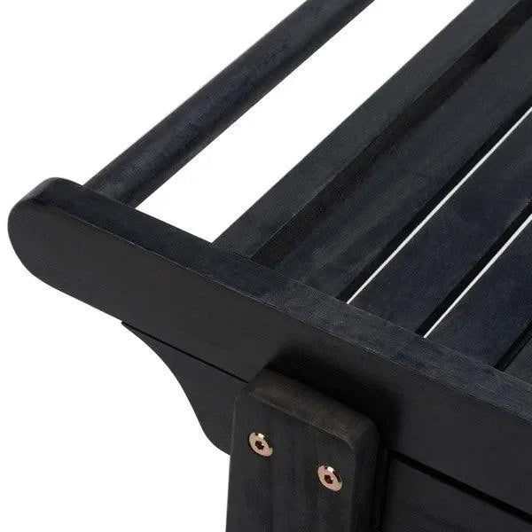 Orland Acacia Wood Serving Cart in Black with Glass Holders - The Mayfair Hall