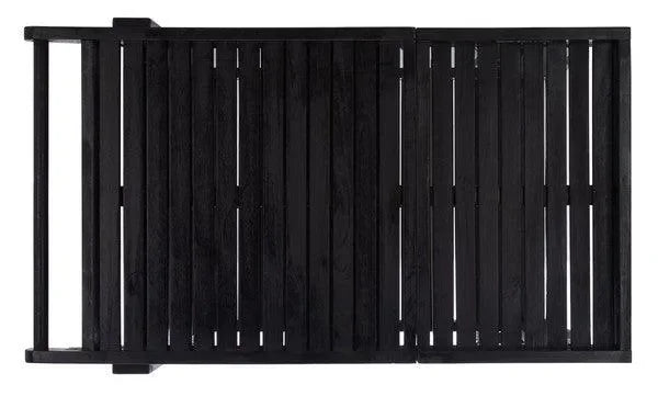 Orland Acacia Wood Serving Cart in Black with Glass Holders - The Mayfair Hall