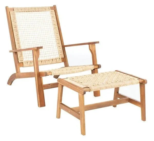 Chantelle Acacia Wood Outdoor Chaise Lounger Set in Light Brown - The Mayfair Hall