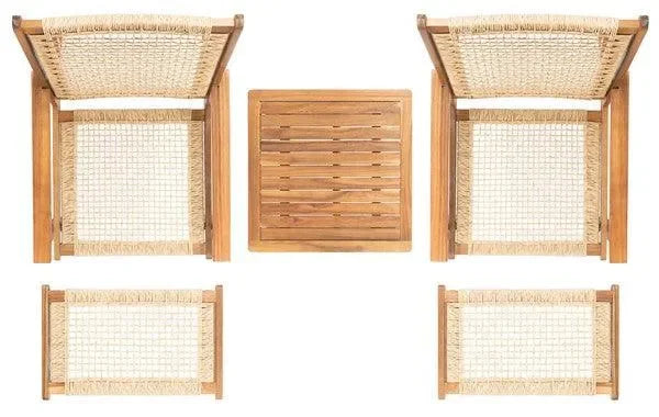 Chantelle Acacia Wood Outdoor Chaise Lounger Set in Light Brown - The Mayfair Hall