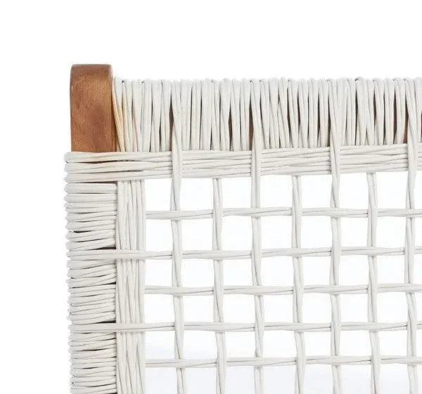 Chantelle Acacia Wood Outdoor Chaise Lounger Set in Natural and White - The Mayfair Hall