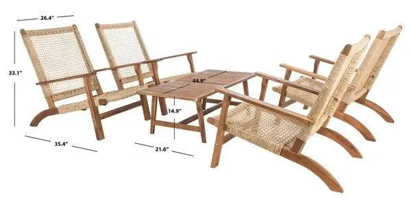 Deven Acacia Wood Coffee Set in Light Brown (Set of 5) - The Mayfair Hall