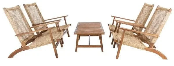 Deven Acacia Wood Coffee Set in Light Brown (Set of 5) - The Mayfair Hall