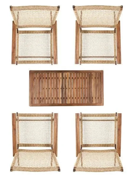 Deven Acacia Wood Coffee Set in Light Brown (Set of 5) - The Mayfair Hall