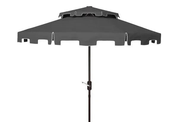 Zimmerman Polyester Market Umbrella in Gray and White with Double Top (9ft) - The Mayfair Hall