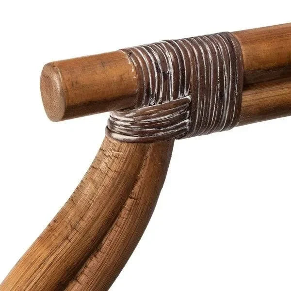 Gianni Woven Rattan Arm Chair in Brown White Wash with Mahogany Wood Legs - The Mayfair Hall