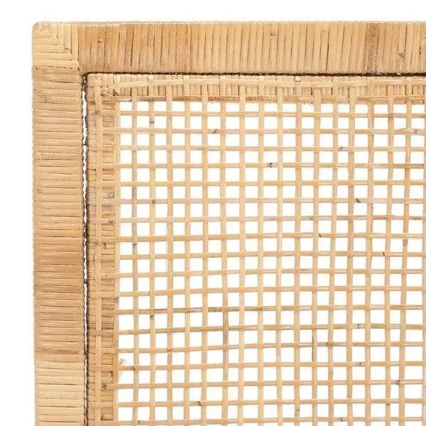 Civility Mahagony Wood Sofa Bench in Natural and White with Rattan Webbing - The Mayfair Hall